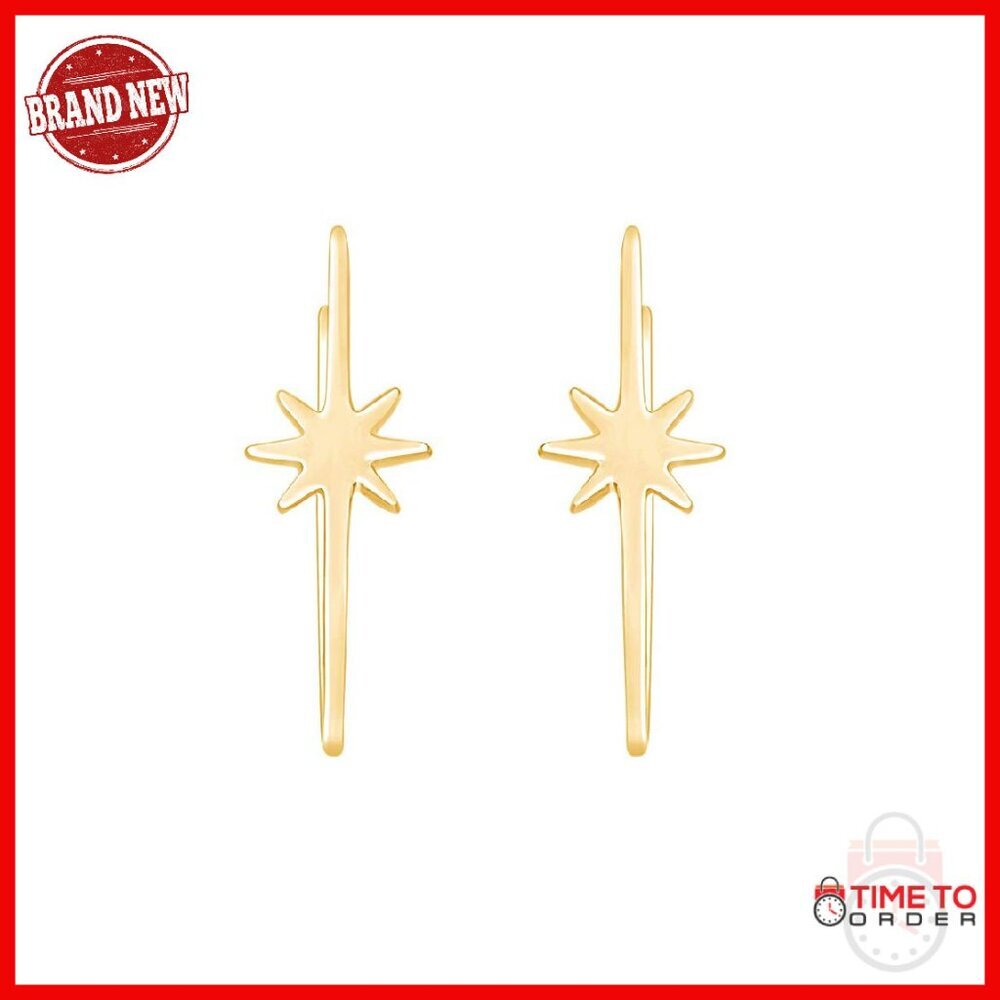 Sterling Silver Gold Plated Falling Star Ear Climber Stud Earrings